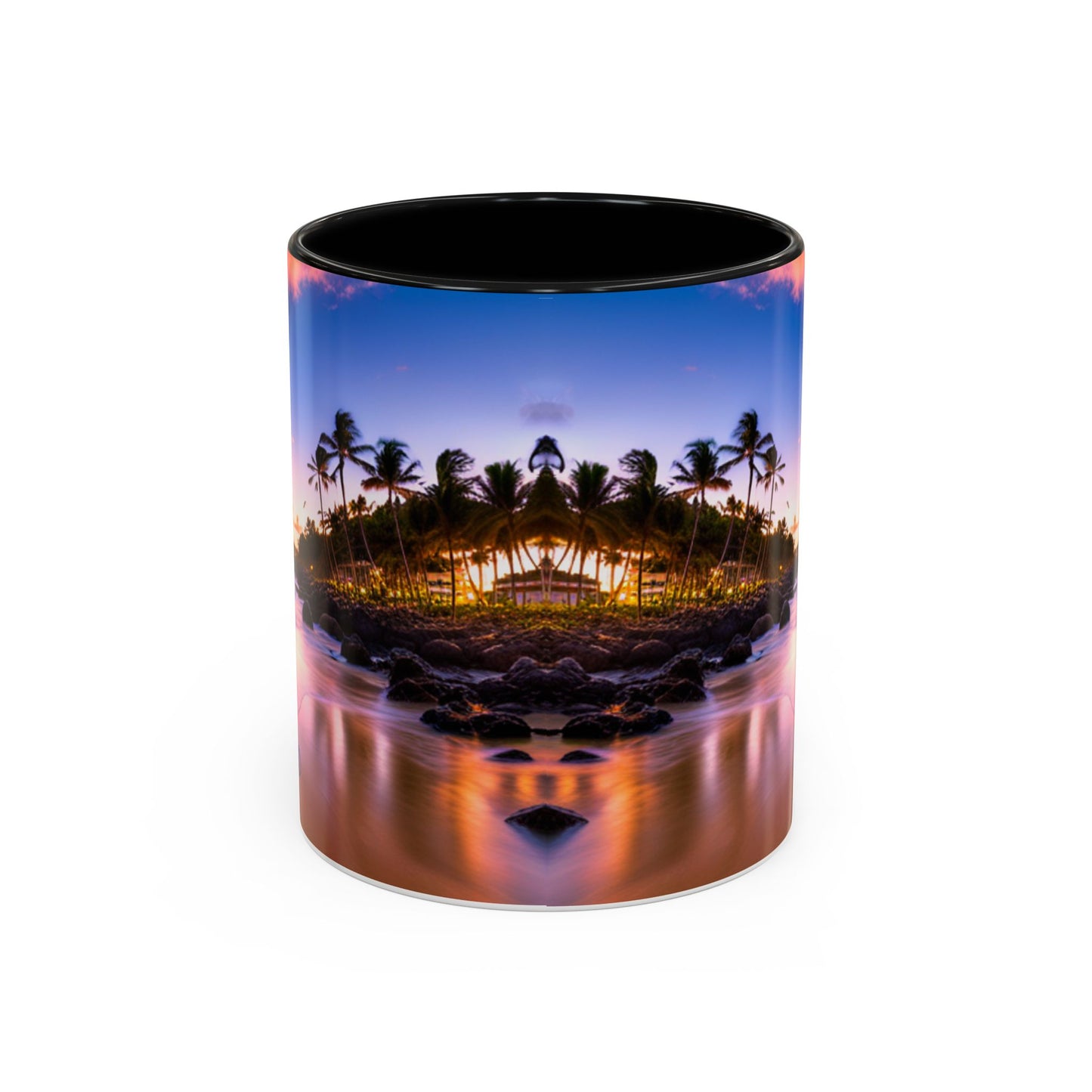 Beach view, Colorful Accent Mugs, 11oz