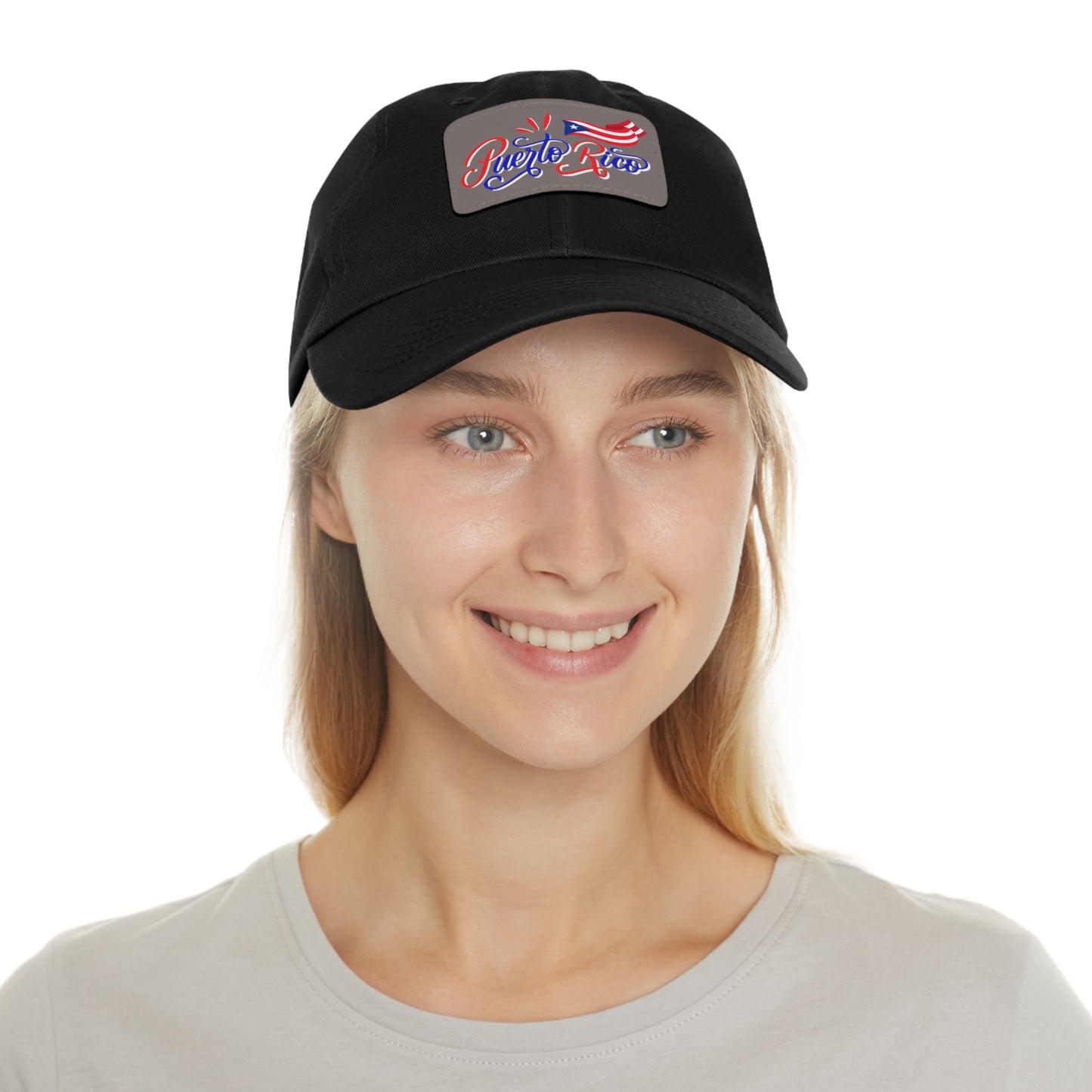 Puerto Rico w/Flag, Hat with Leather Patch (Rectangle)