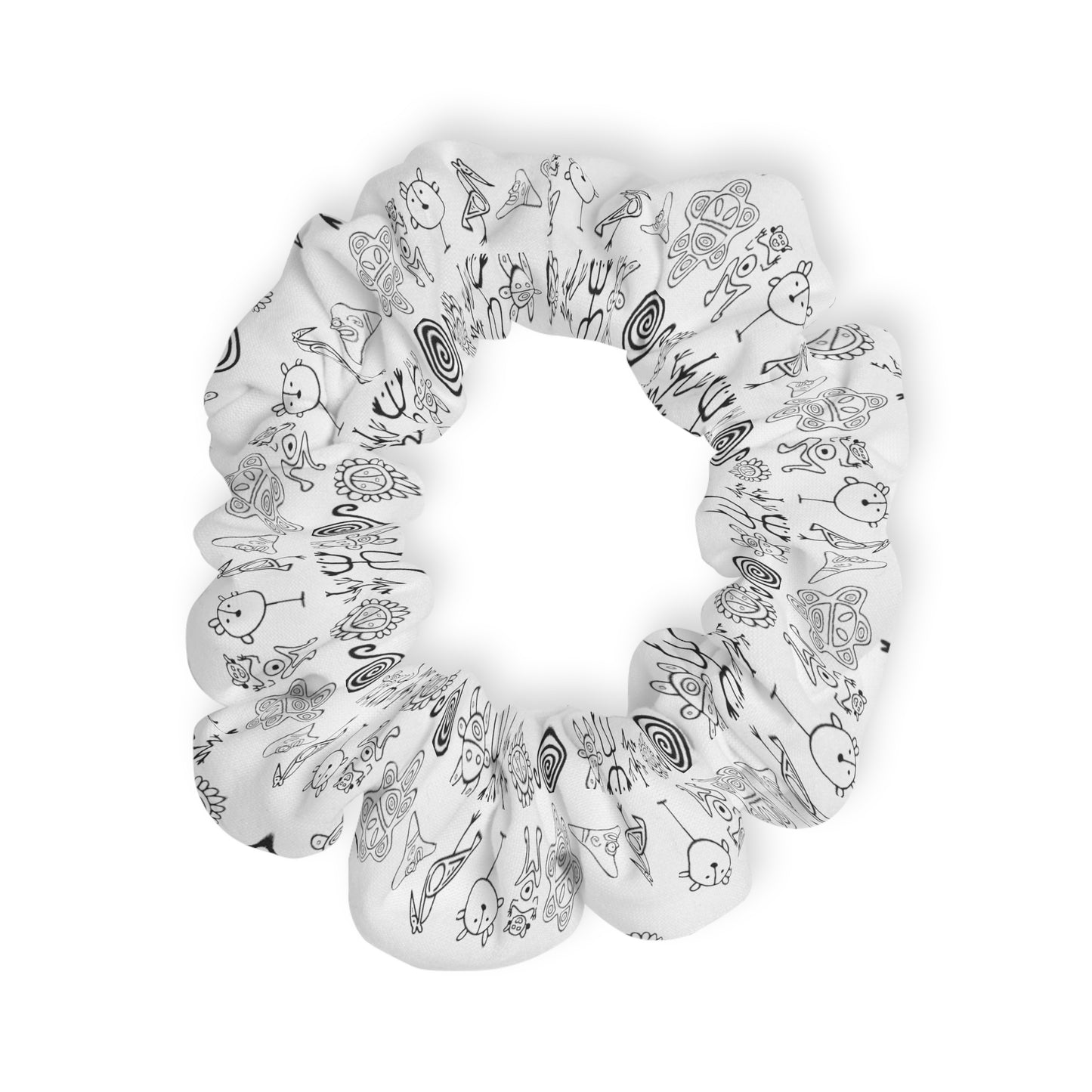 Taino Symbols White Bg, Scrunchie