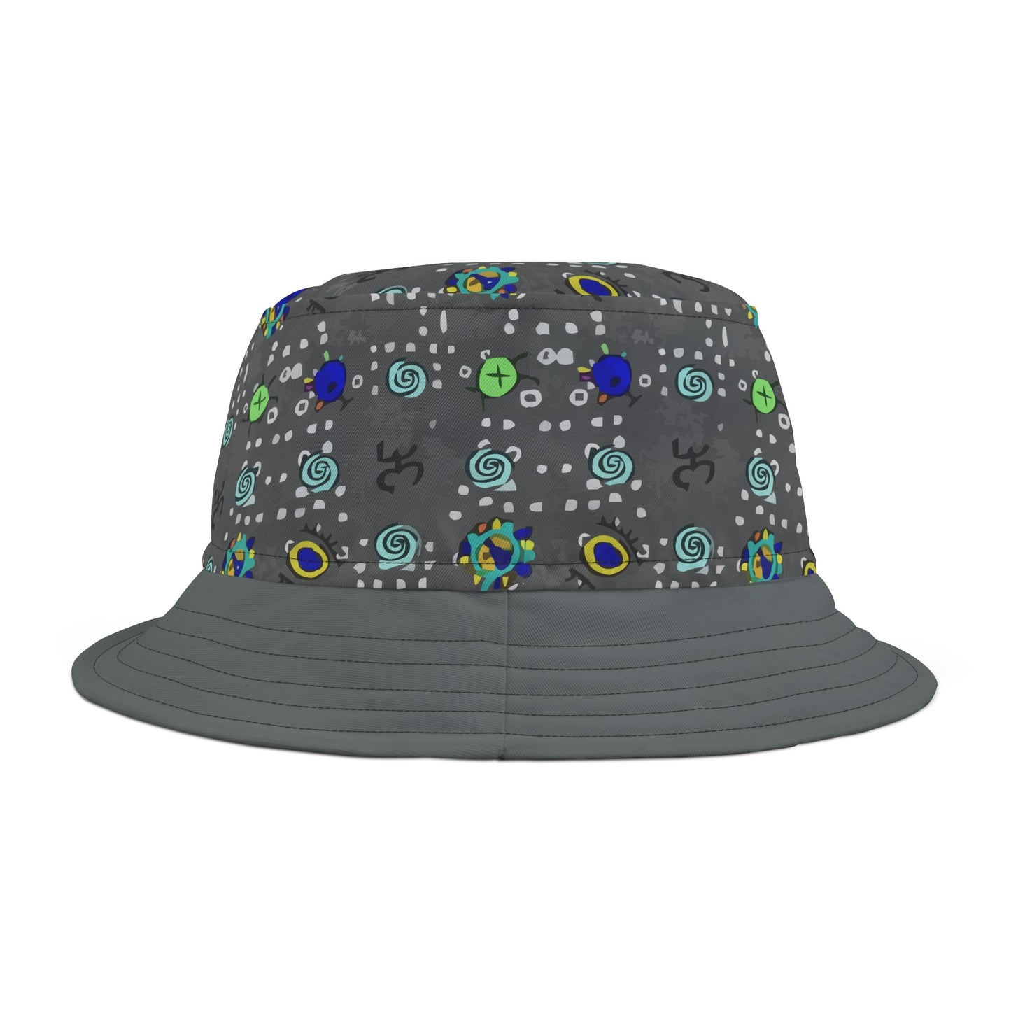 Half Gray w/Taino Symbols, Bucket Hat (AOP)