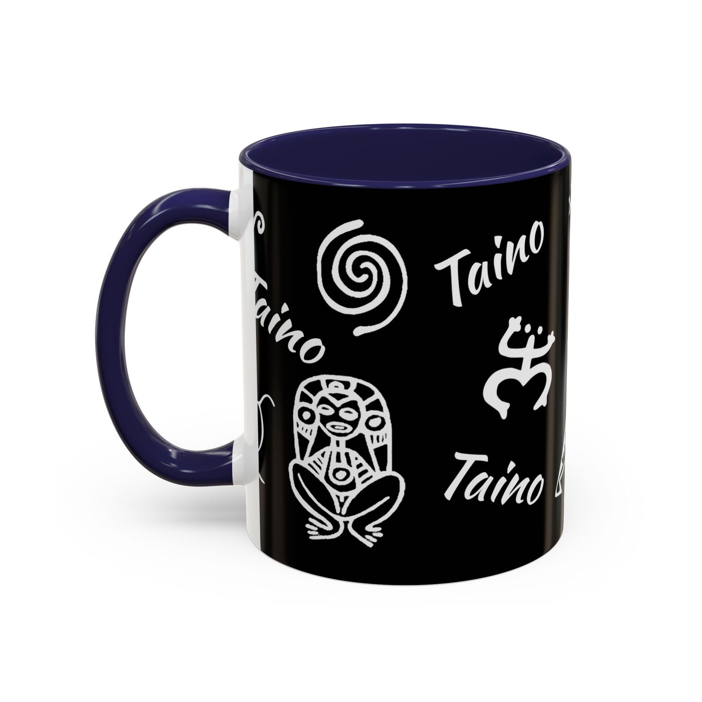 Taino symbols - coqui, turtle, sun, water mood and earth goddess etc.., Colorful Accent Mugs, 11oz