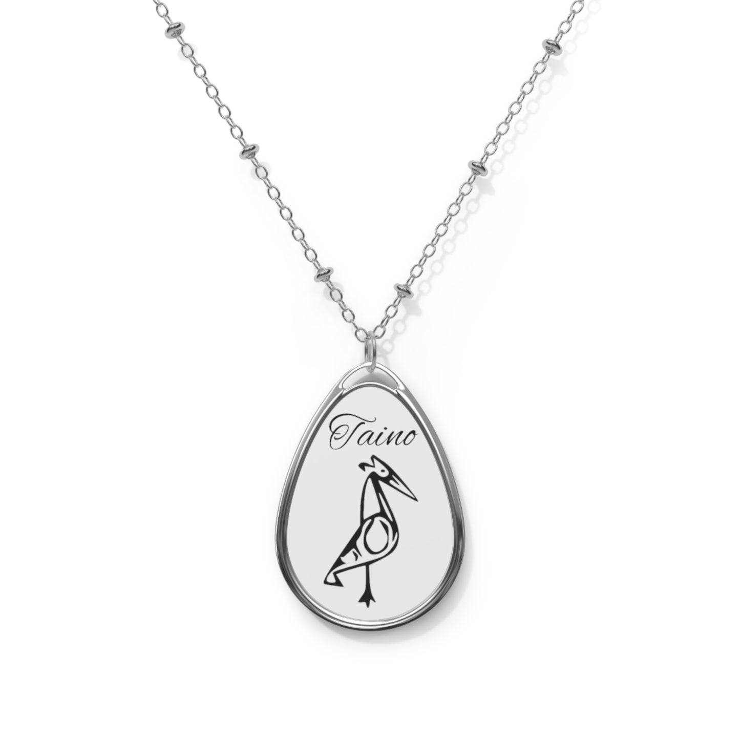Taino Bird Symbol, Oval Necklace