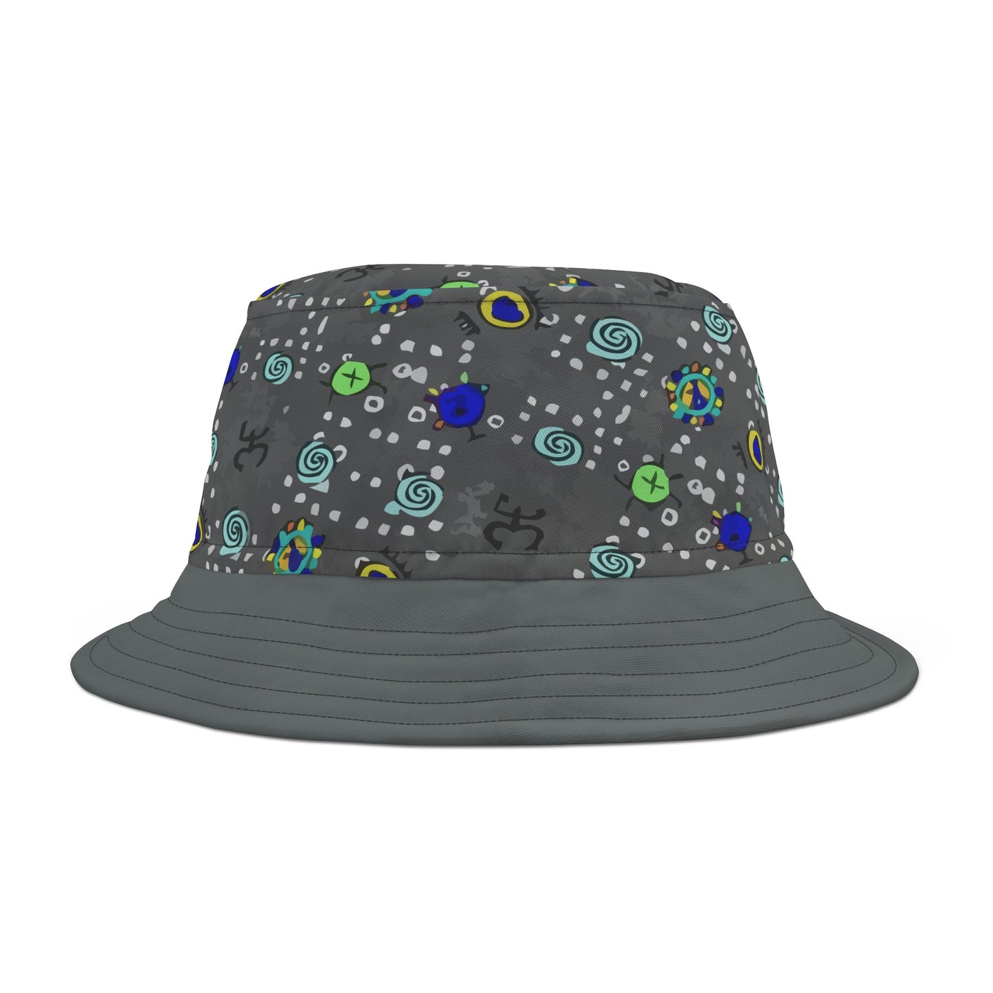 Half Gray w/Taino Symbols, Bucket Hat (AOP)