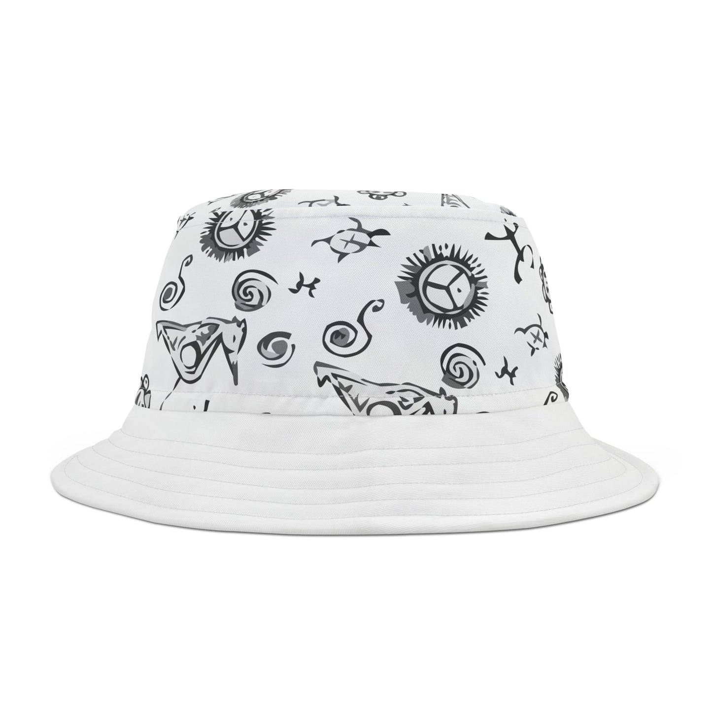 Gray and White Taino Symbols, Bucket Hat (AOP)