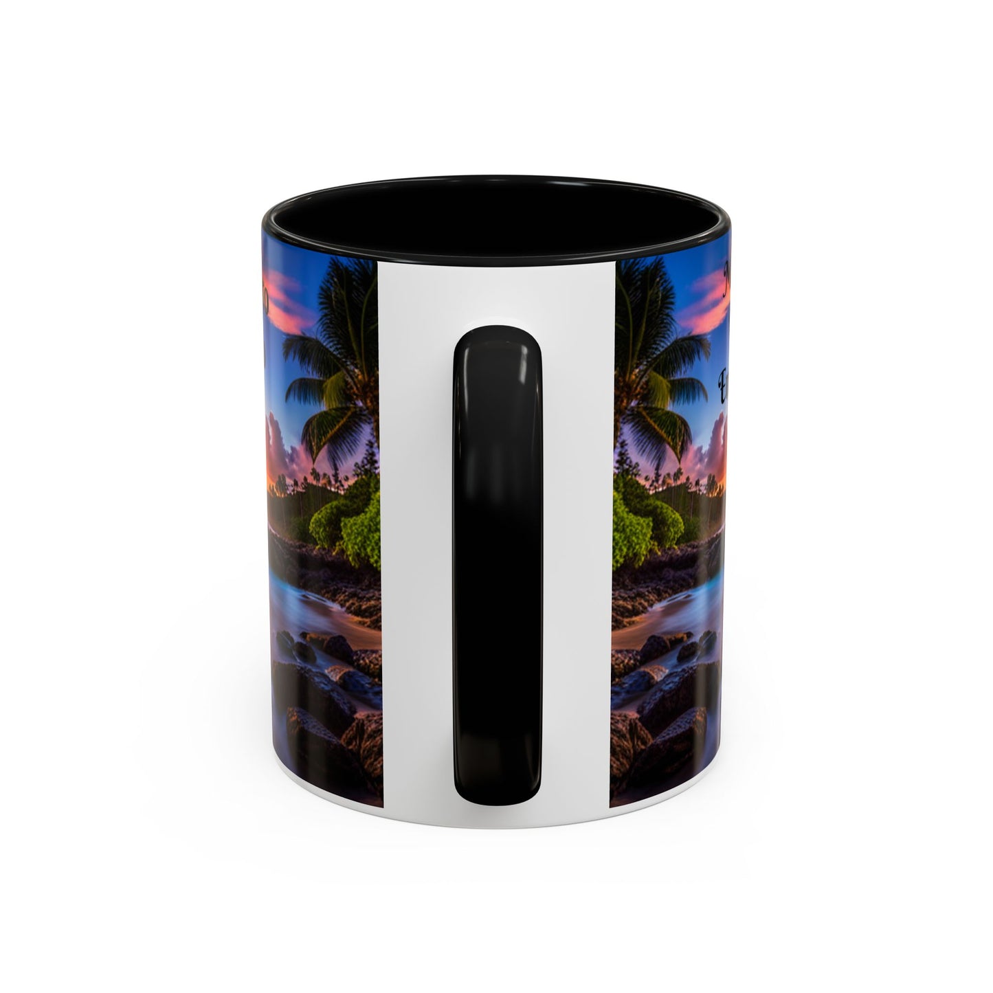Beach and Palm Trees Scene, Colorful Accent Mugs, 11oz