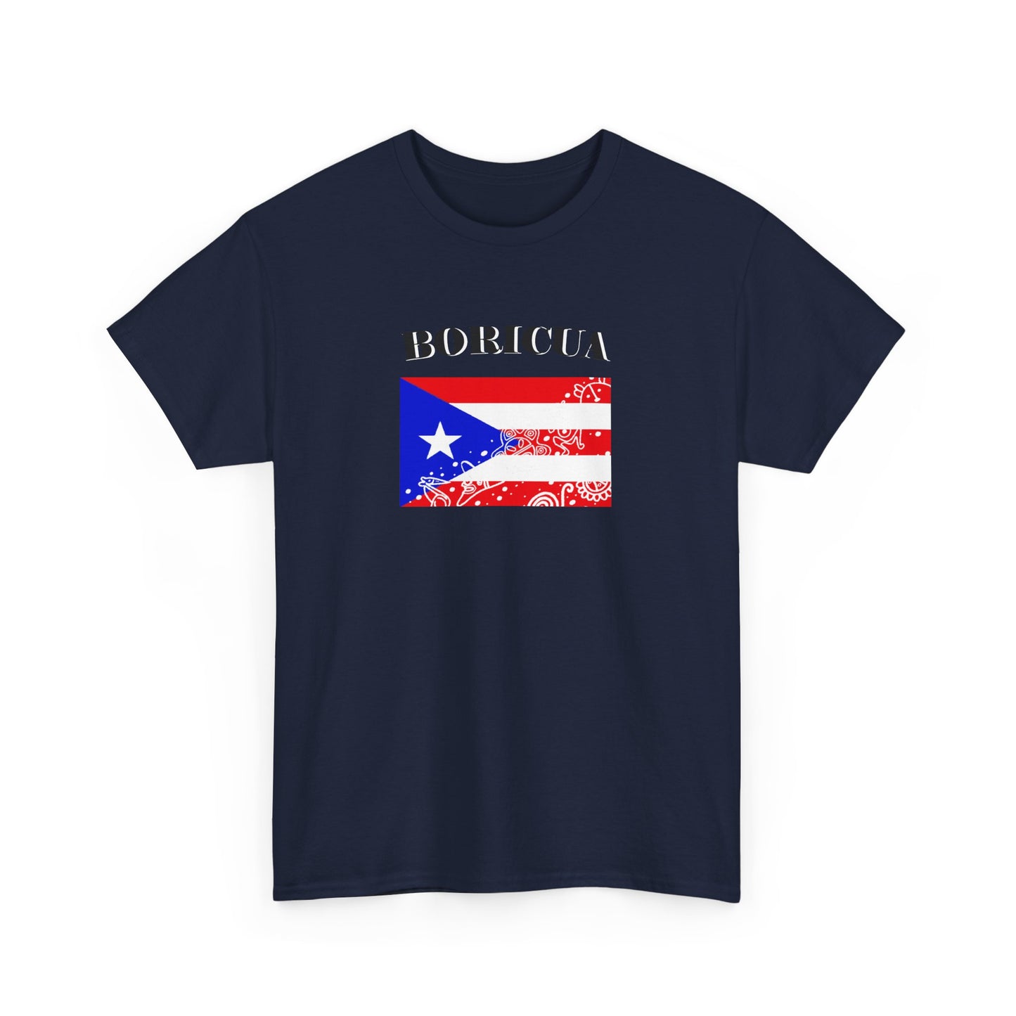 Puerto Rican Flag Taino Symbols, Unisex Heavy Cotton Tee