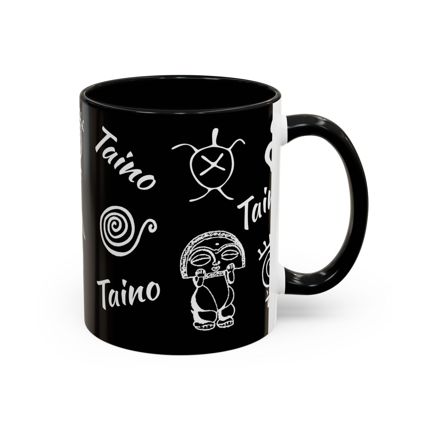 Taino symbols - coqui, turtle, sun, water mood and earth goddess etc.., Colorful Accent Mugs, 11oz