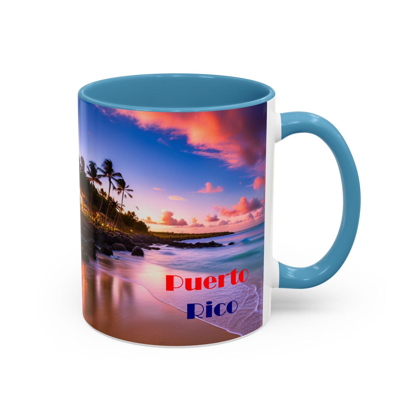 Beach view, Colorful Accent Mugs, 11oz