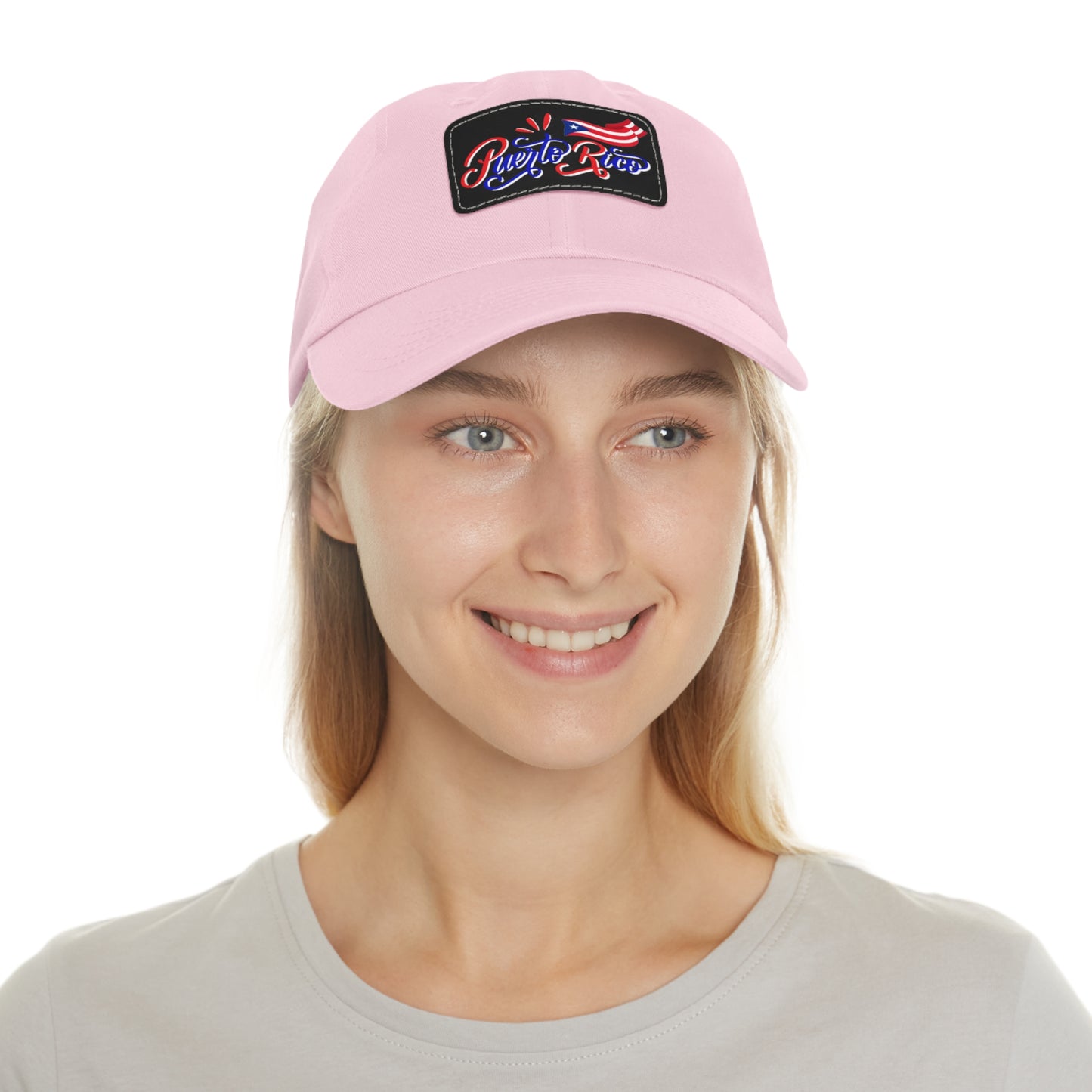 Puerto Rico w/Flag, Hat with Leather Patch (Rectangle)