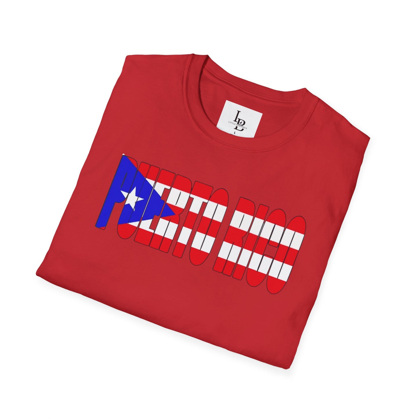 Puerto Rico Font Flag, Unisex Softstyle T-Shirt
