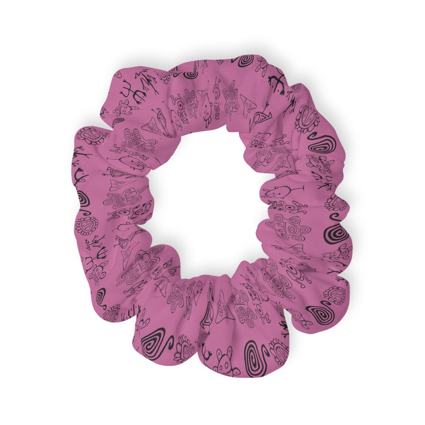 Taino Symbols Light Pink Bg, Scrunchie