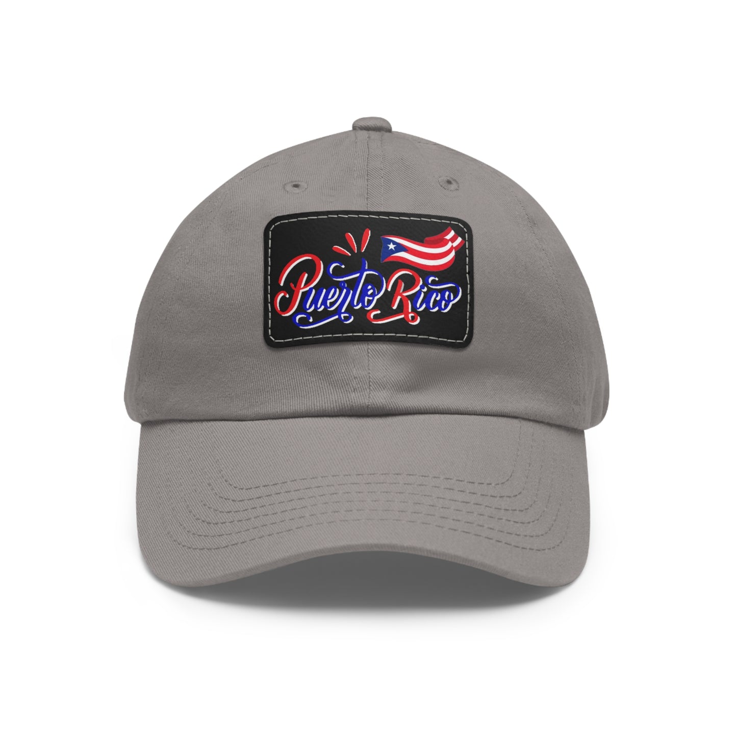 Puerto Rico w/Flag, Hat with Leather Patch (Rectangle)
