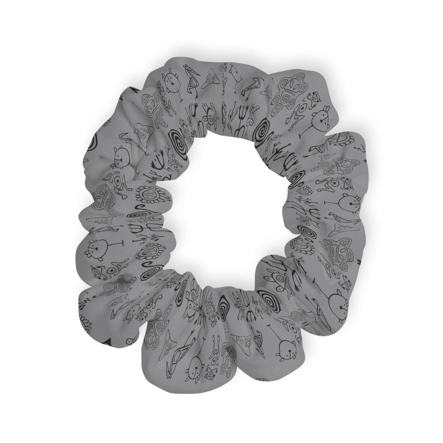 Taino Symbols Gray Bg, Scrunchie