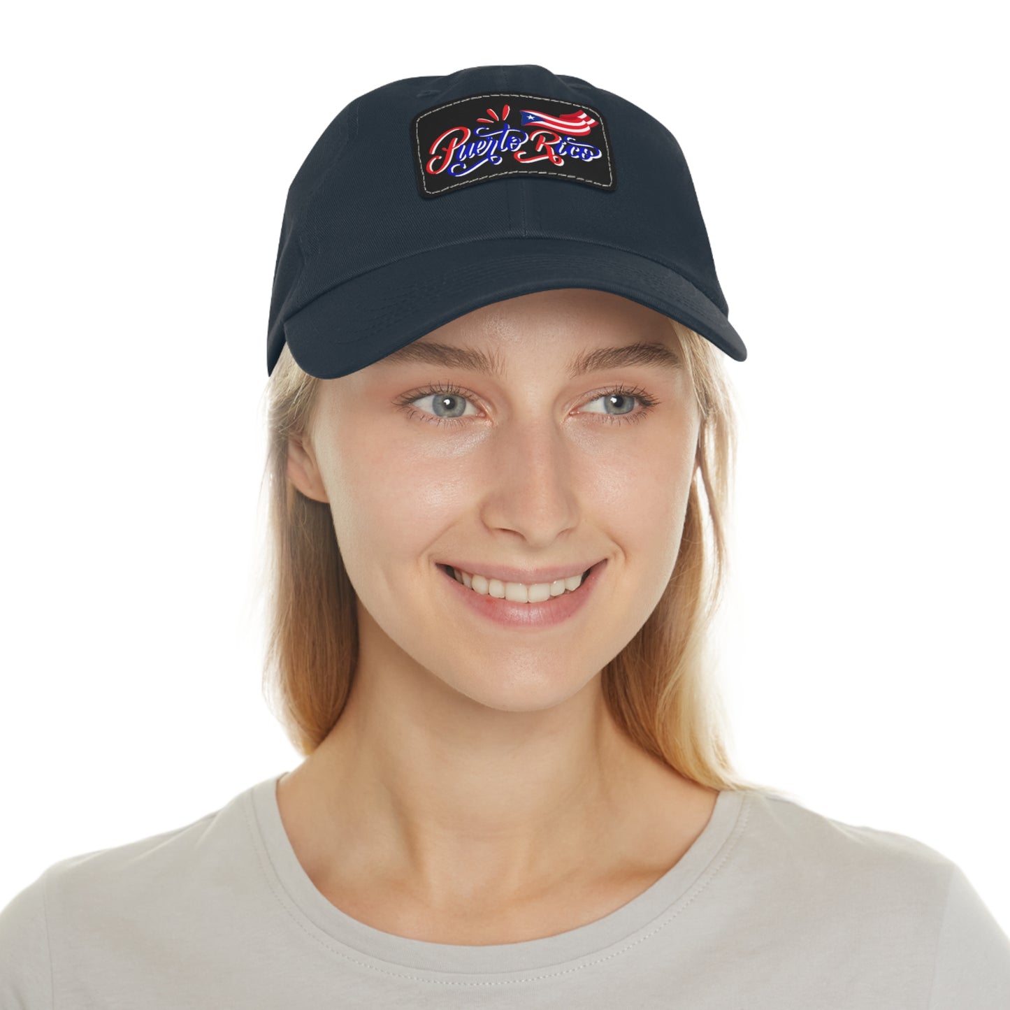 Puerto Rico w/Flag, Hat with Leather Patch (Rectangle)