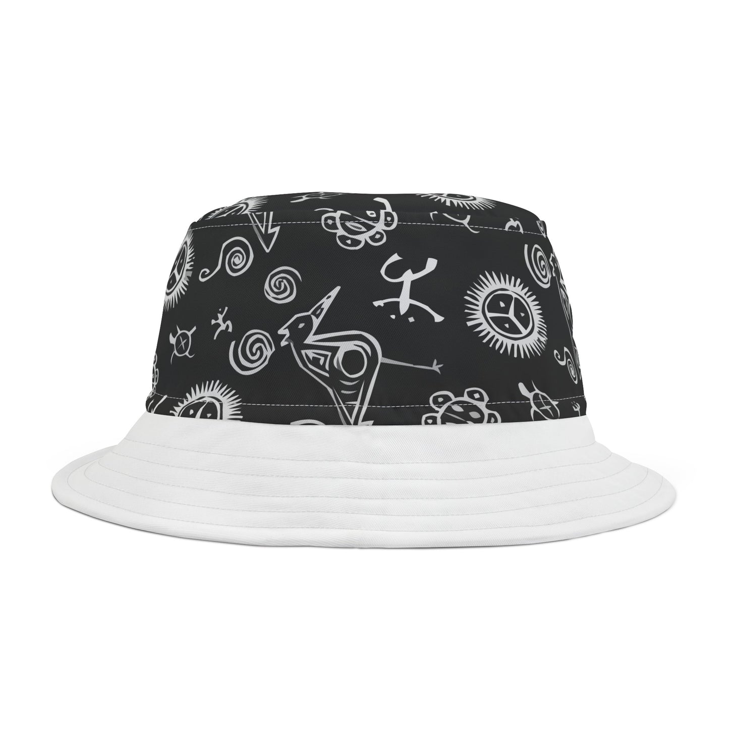 Black and White Taino Symbols, Bucket Hat (AOP)