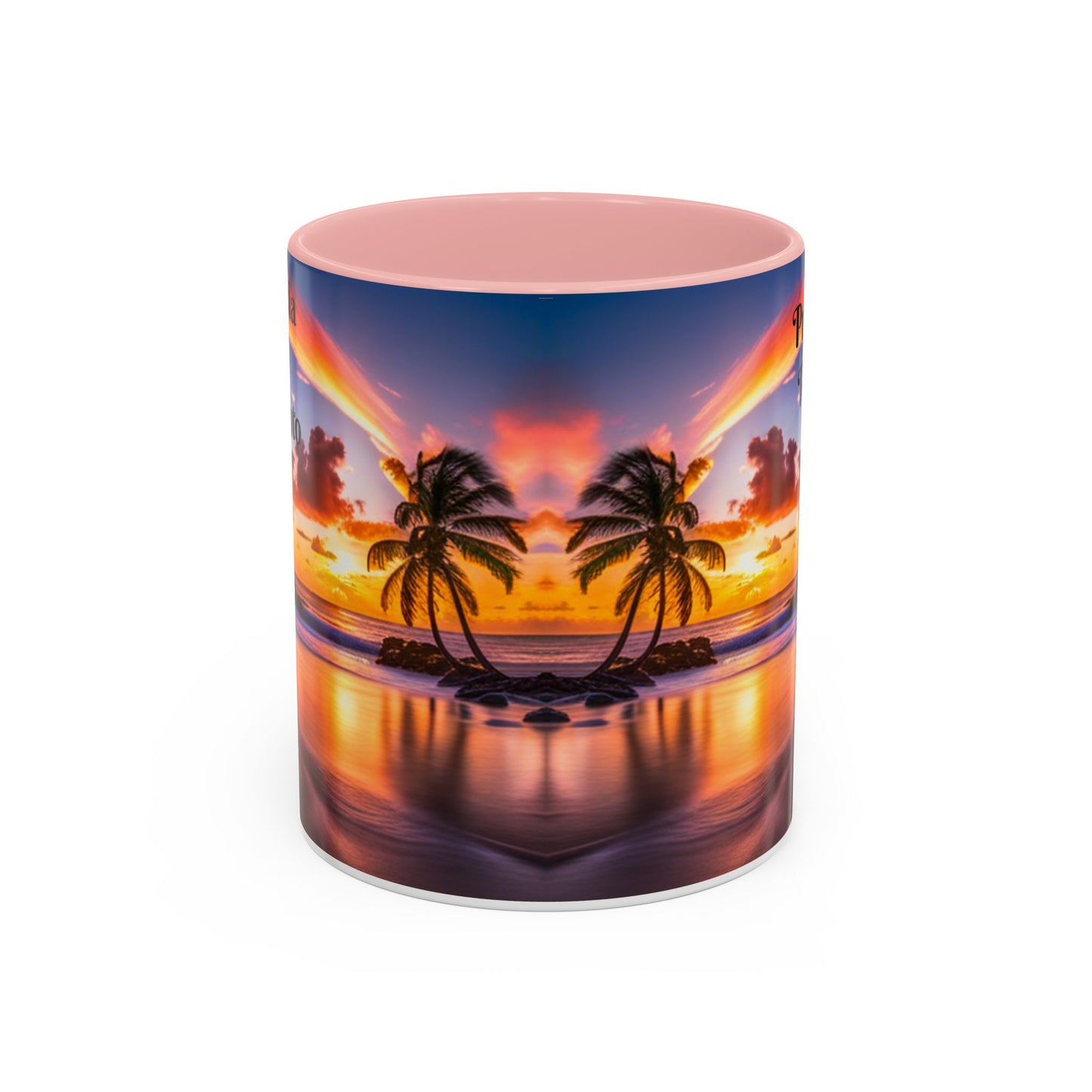 Beach and Palm Trees Scene, Colorful Accent Mugs, 11oz