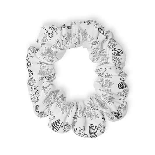 Taino Symbols White Bg, Scrunchie