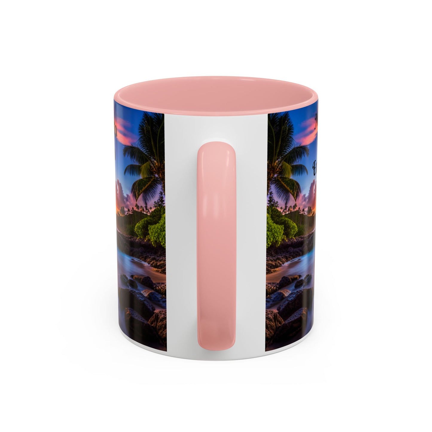 Beach and Palm Trees Scene, Colorful Accent Mugs, 11oz