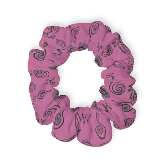 Taino Symbols 2 Light Pink Bg, Scrunchie