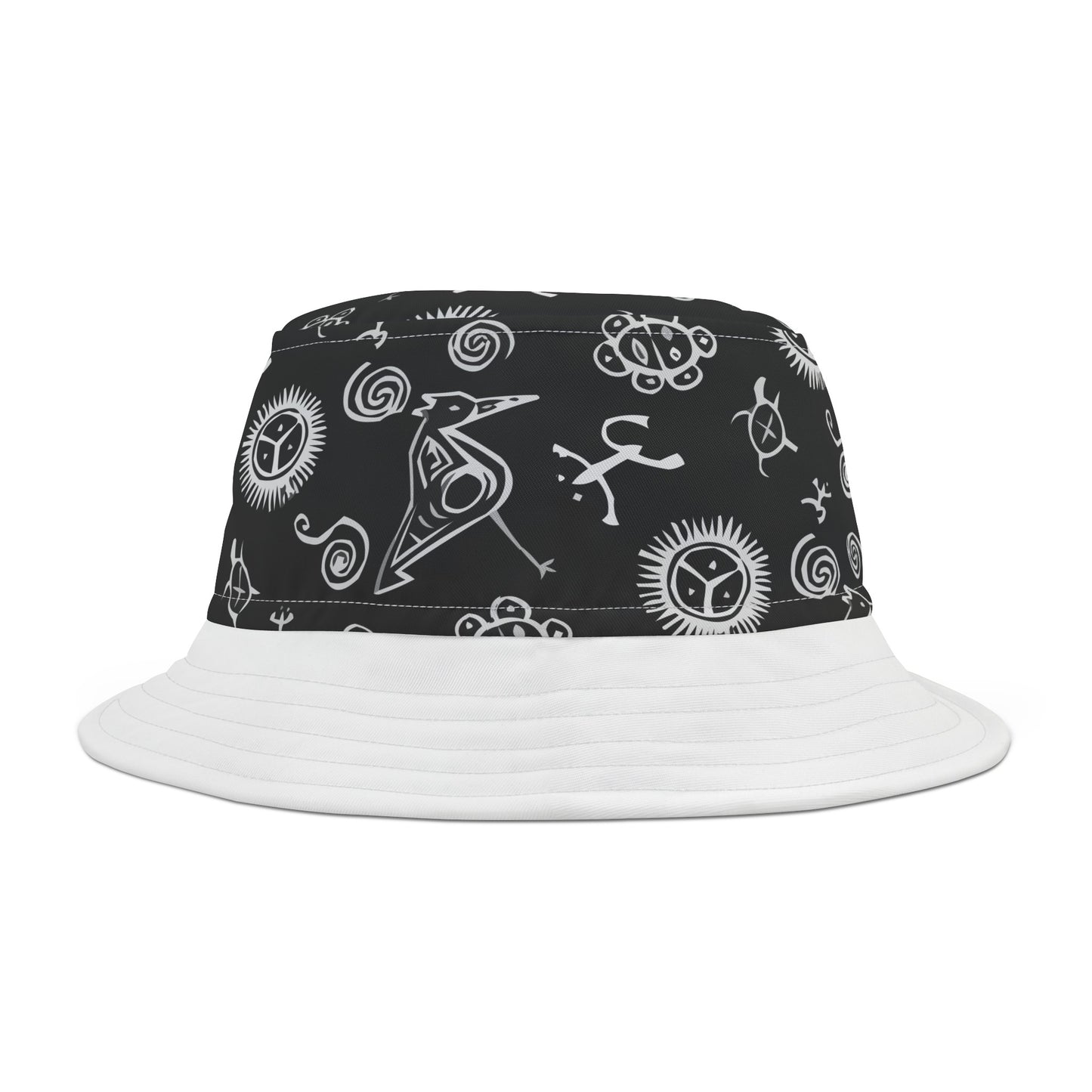 Black and White Taino Symbols, Bucket Hat (AOP)