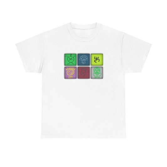 Taino Symbols 7 Film Grain, Unisex Heavy Cotton Tee