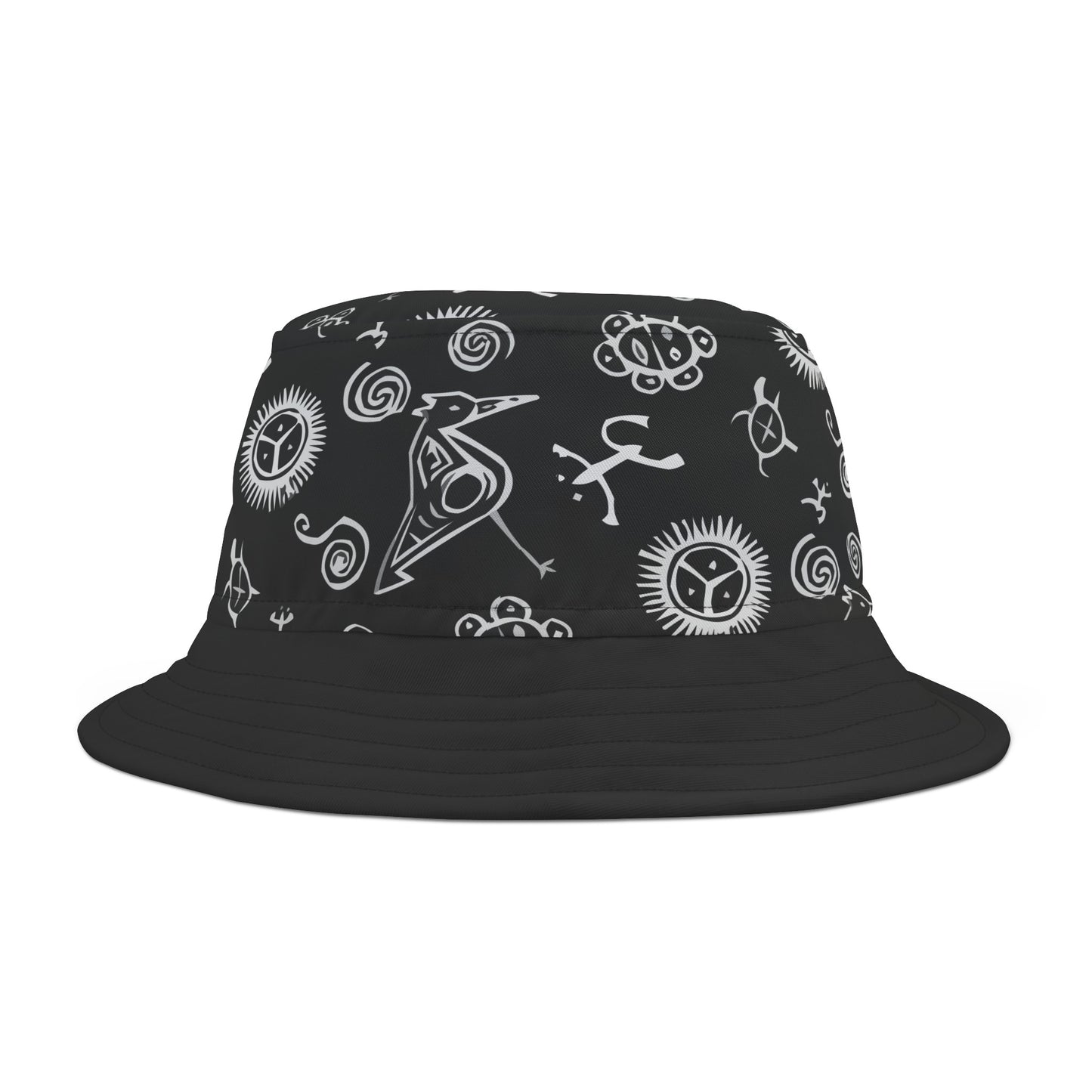 Black and White Taino Symbols, Bucket Hat (AOP)