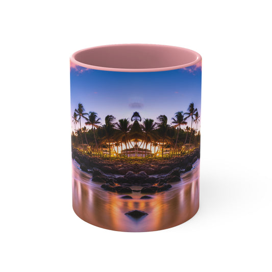 Beach view, Colorful Accent Mugs, 11oz