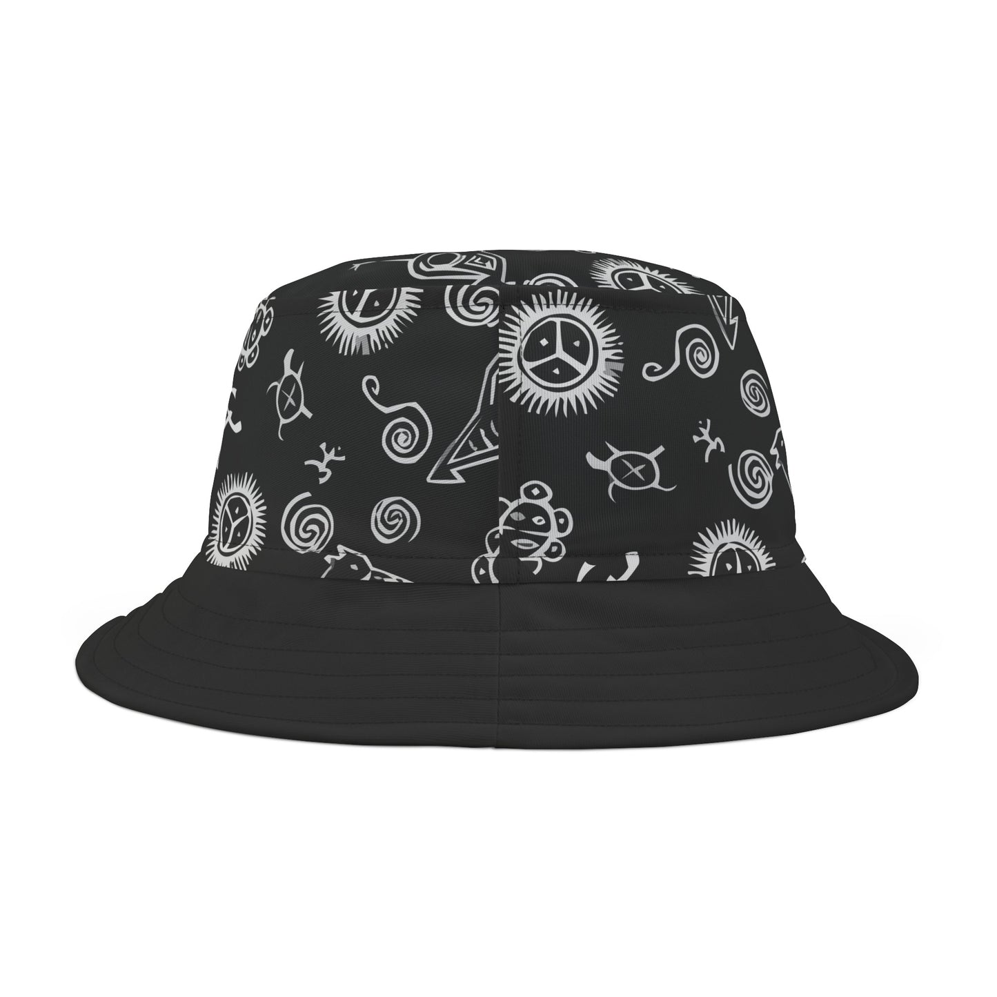 Black and White Taino Symbols, Bucket Hat (AOP)