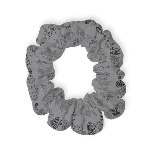 Taino Symbols Gray Bg, Scrunchie