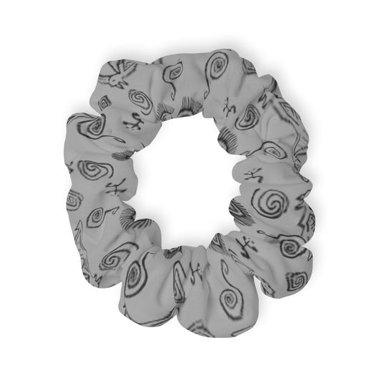 Taino Symbols 2 Light Gray Bg, Scrunchie