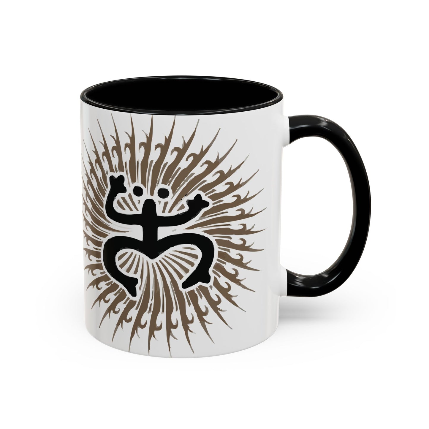 Black and grayTaino Coqui Sun, Colorful Accent Mugs, 11oz