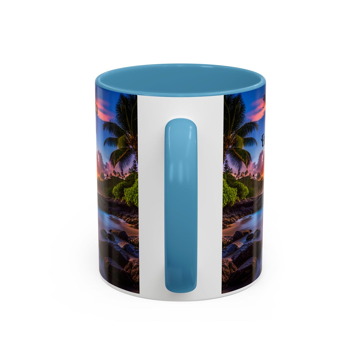 Beach and Palm Trees Scene, Colorful Accent Mugs, 11oz