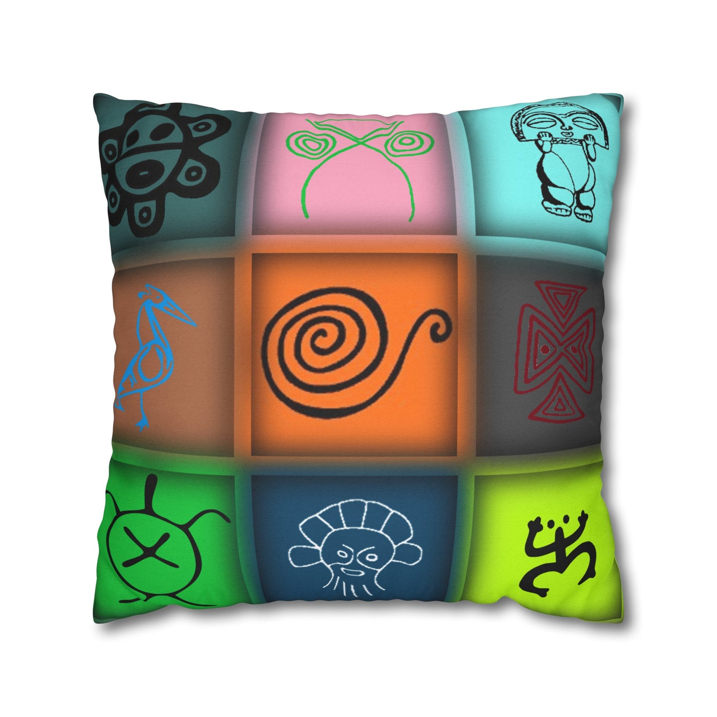 Taino Symbols 1 pillow cover, Spun Polyester Square Pillowcase