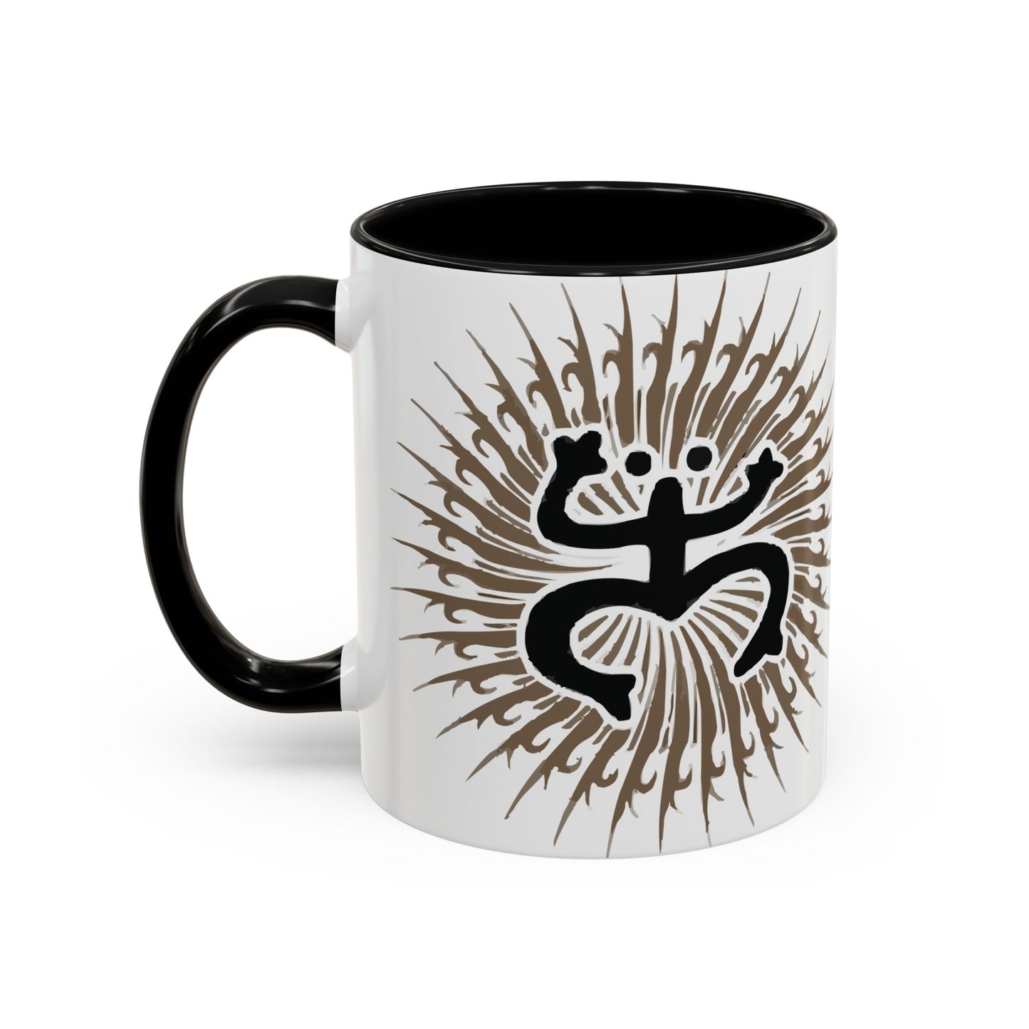 Black and grayTaino Coqui Sun, Colorful Accent Mugs, 11oz