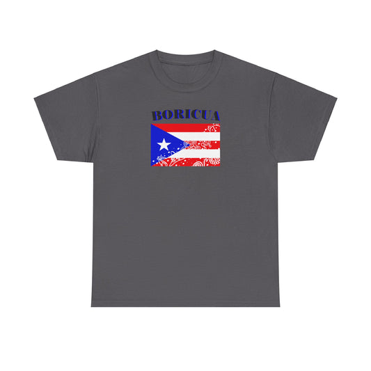 Puerto Rican Flag Taino Symbols, Unisex Heavy Cotton Tee