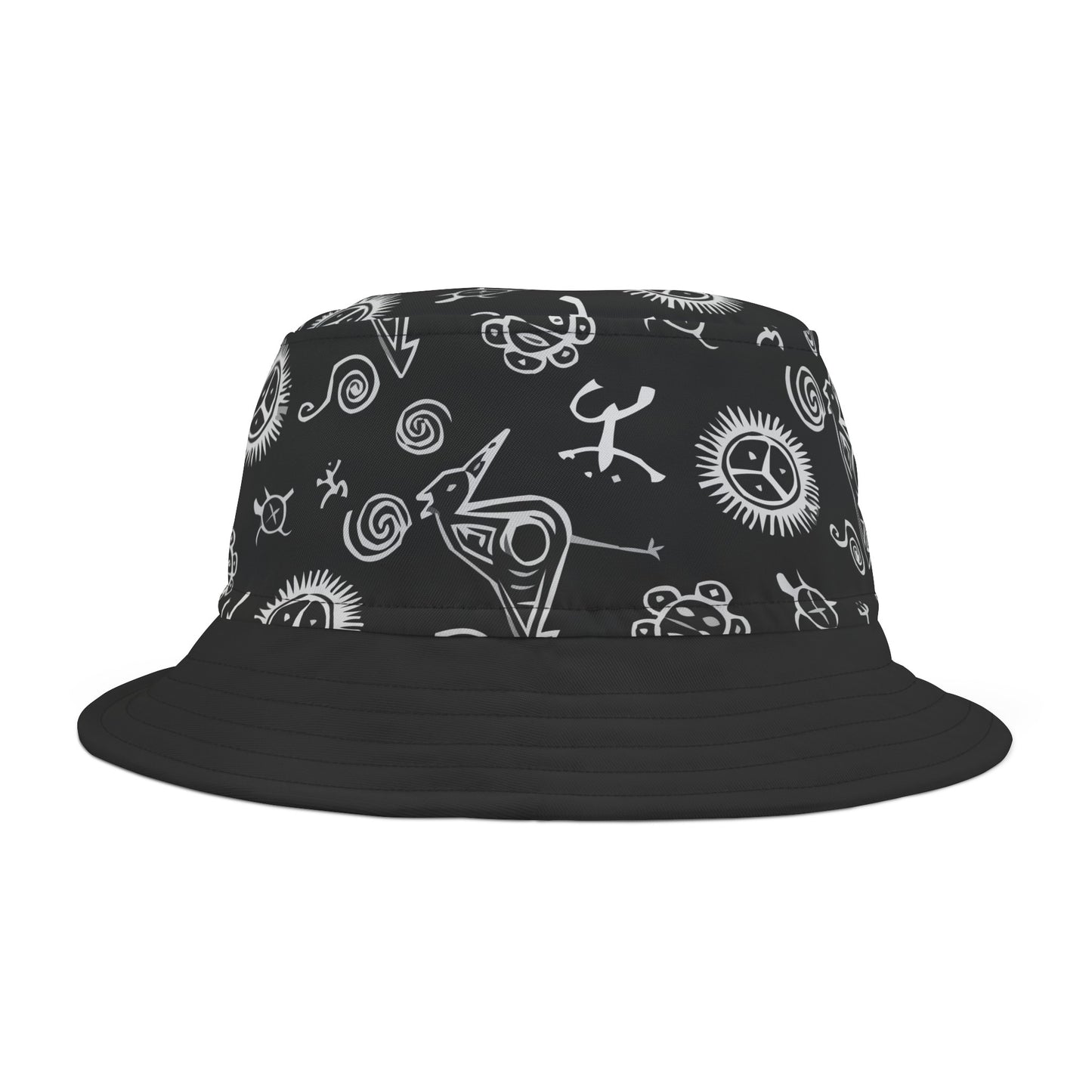 Black and White Taino Symbols, Bucket Hat (AOP)