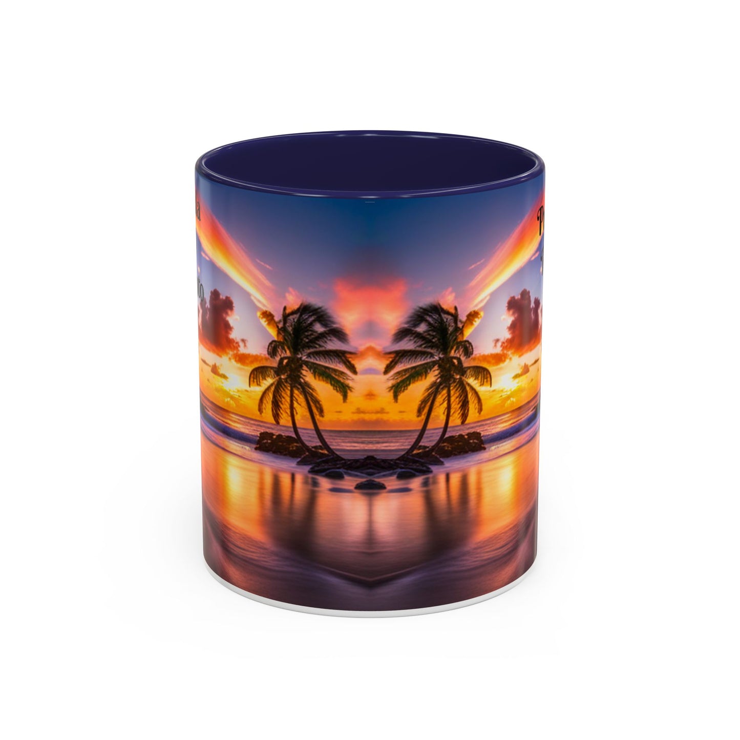 Beach and Palm Trees Scene, Colorful Accent Mugs, 11oz