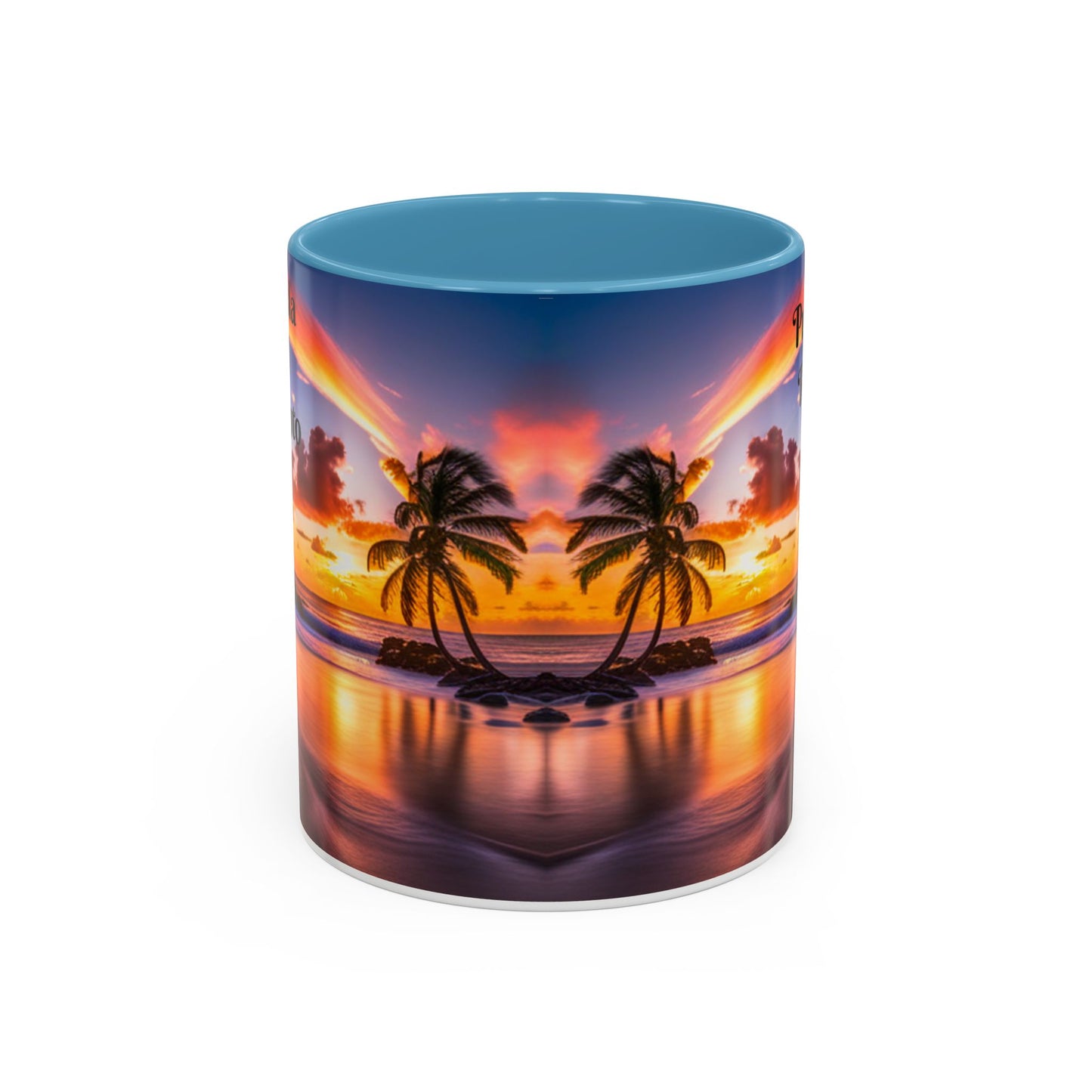 Beach and Palm Trees Scene, Colorful Accent Mugs, 11oz