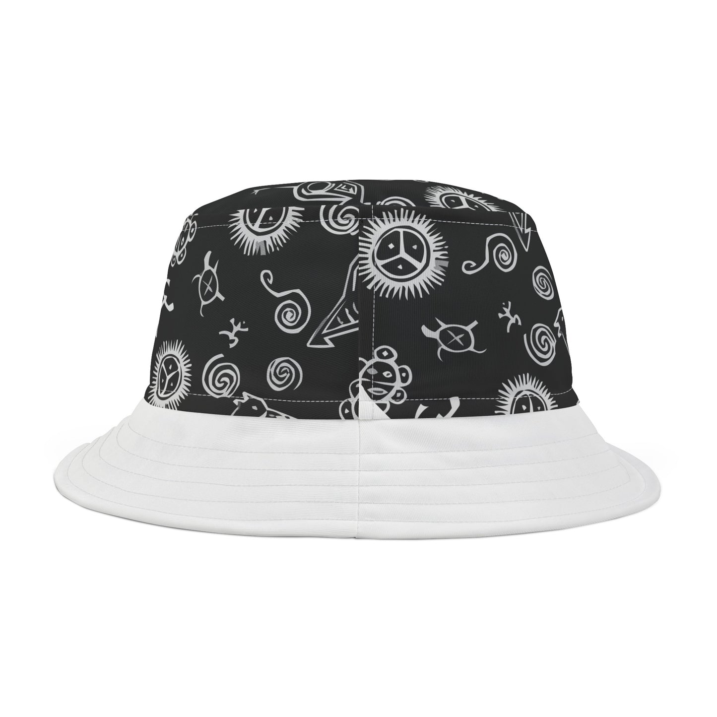 Black and White Taino Symbols, Bucket Hat (AOP)