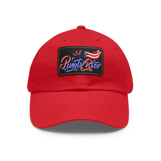 Puerto Rico w/Flag, Hat with Leather Patch (Rectangle)