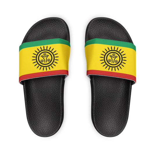 Taino Flag, Men's PU Slide Sandals