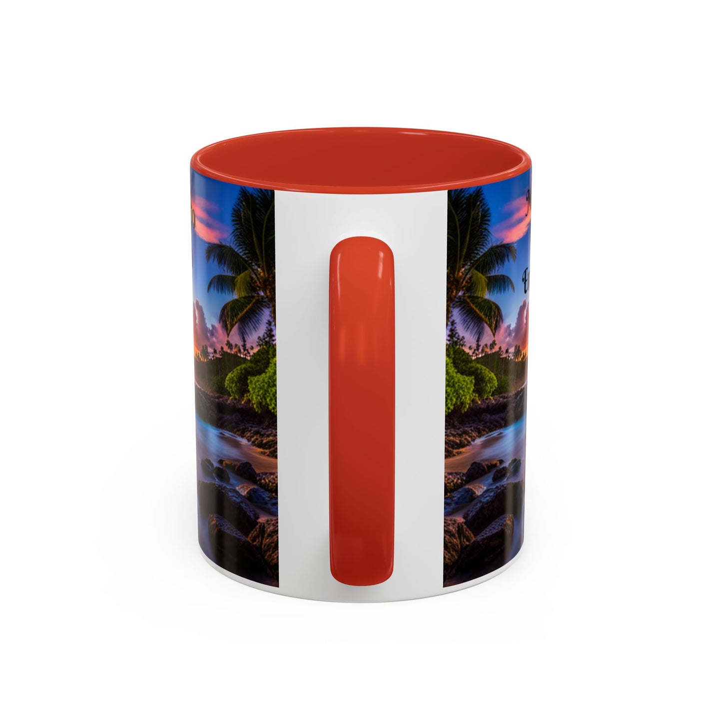 Beach and Palm Trees Scene, Colorful Accent Mugs, 11oz