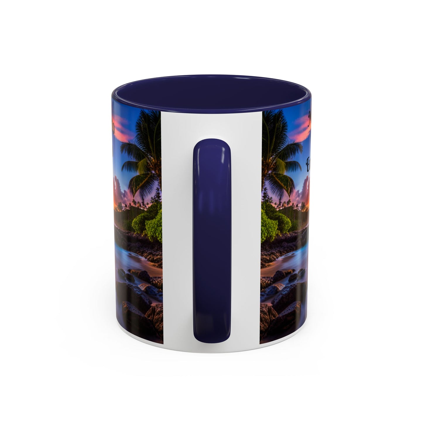 Beach and Palm Trees Scene, Colorful Accent Mugs, 11oz