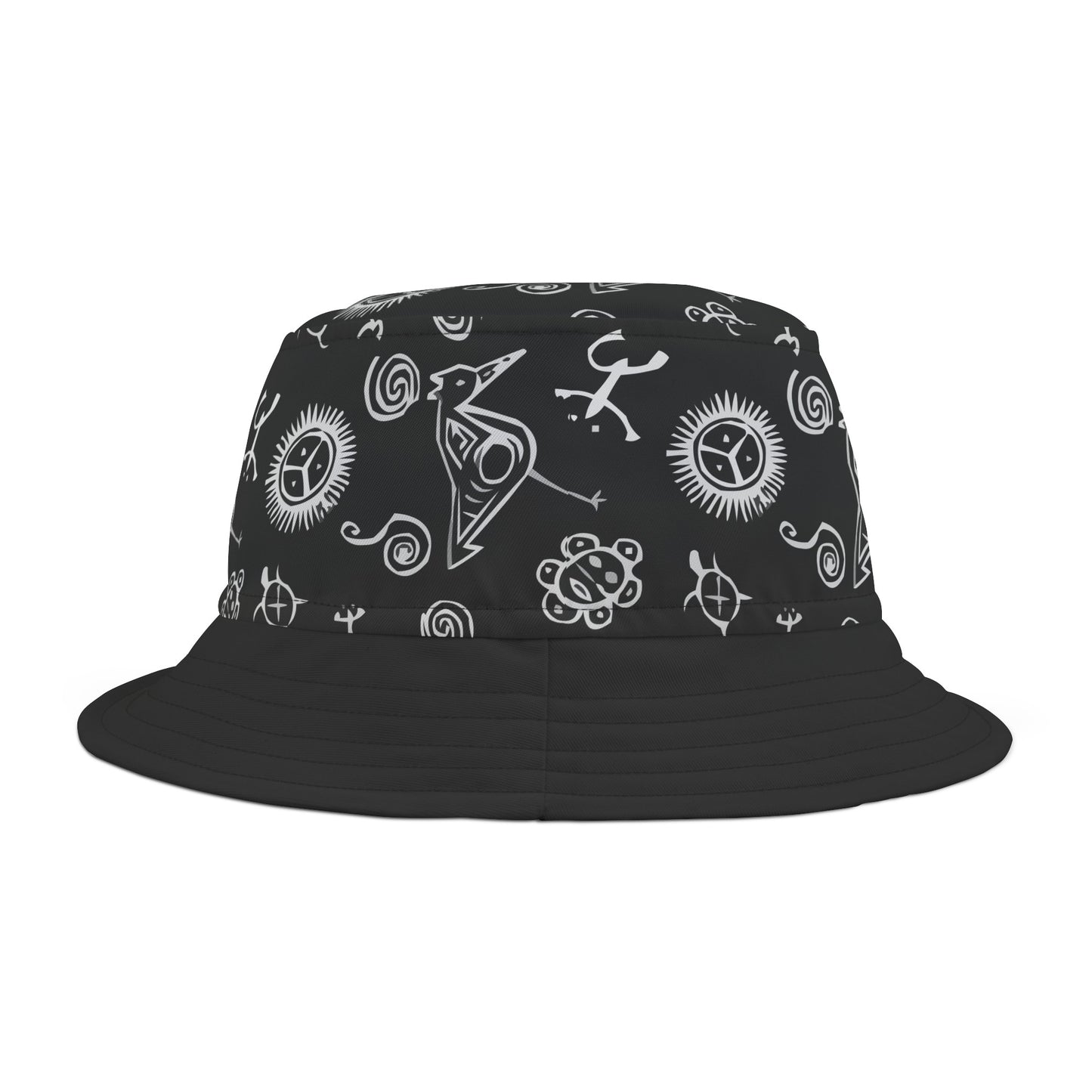 Black and White Taino Symbols, Bucket Hat (AOP)