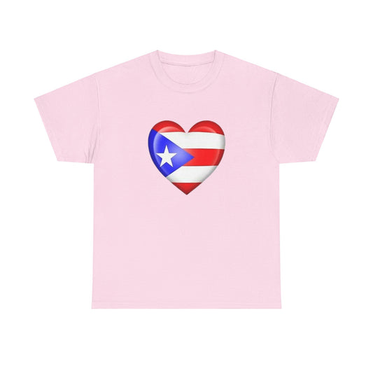 Heart PR Flag, Unisex Heavy Cotton Tee