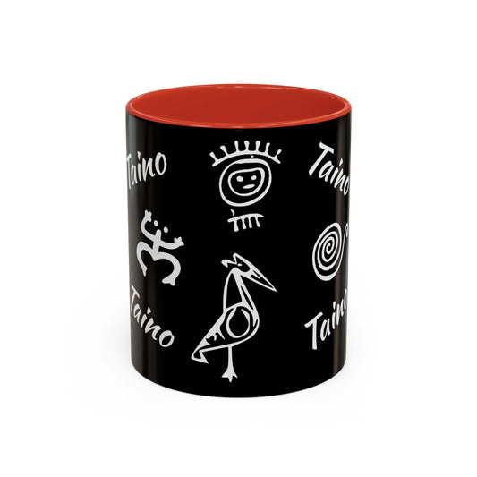 Taino symbols - coqui, turtle, sun, water mood and earth goddess etc.., Colorful Accent Mugs, 11oz